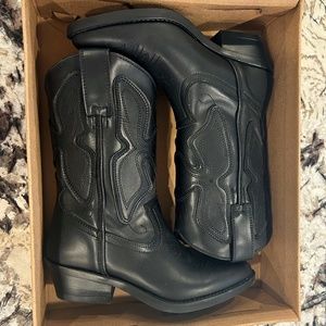 STEVE MADDEN Black Leather Western Boots - BRAND NEW WITH BOX